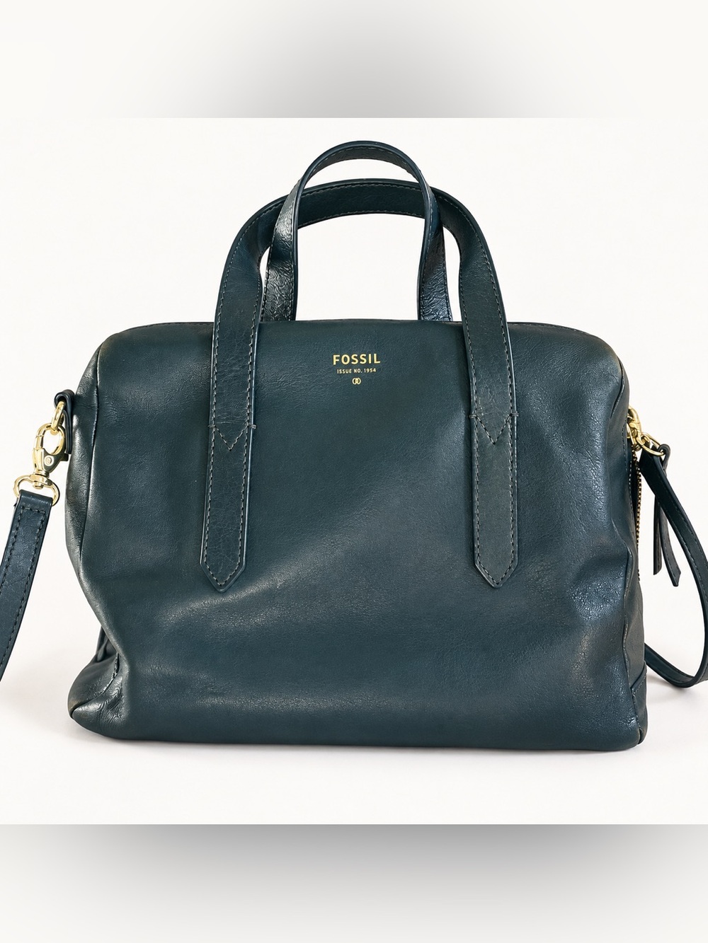 Fossil Sydney Dark Teal Leather Satchel Crossbody Bag ZB5486